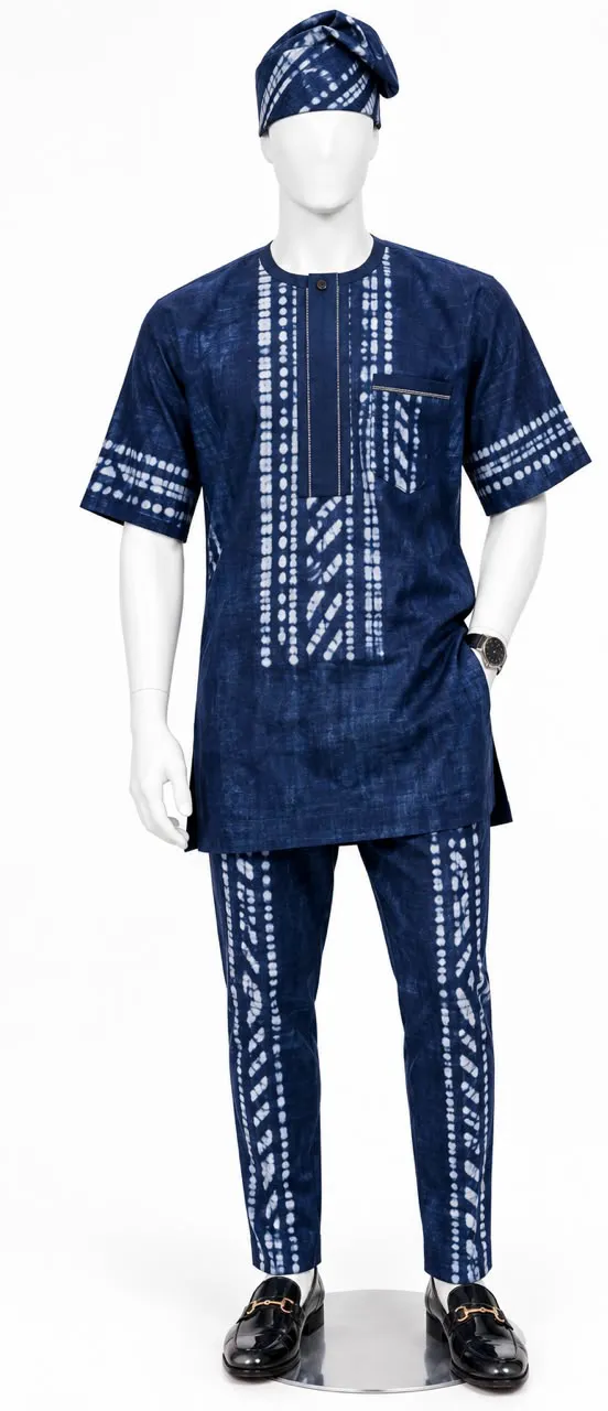 Adire senator set, indigo