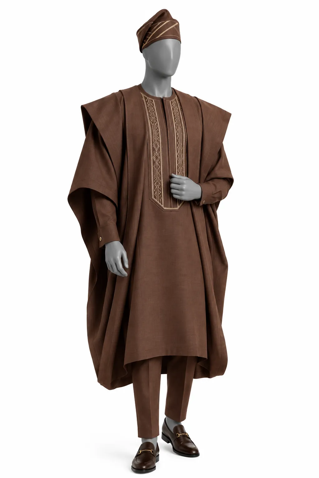 Agbada in chocolate brocade