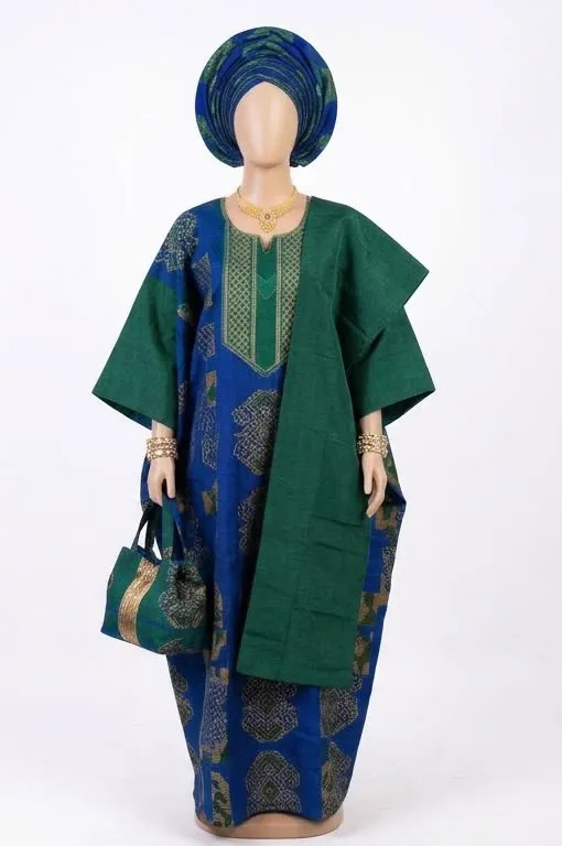 Boubou, green and blue