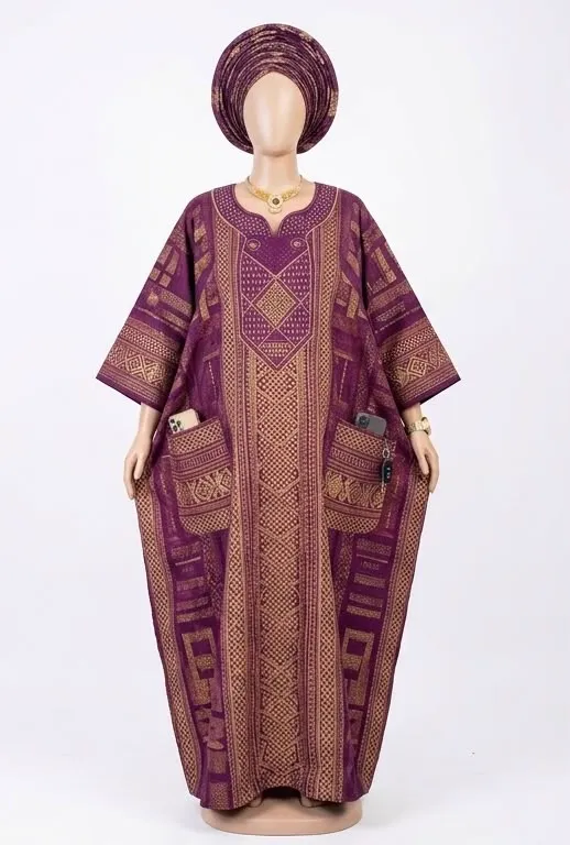 Boubou, purple and gold