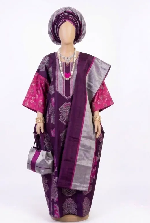 Boubou, purple and silver